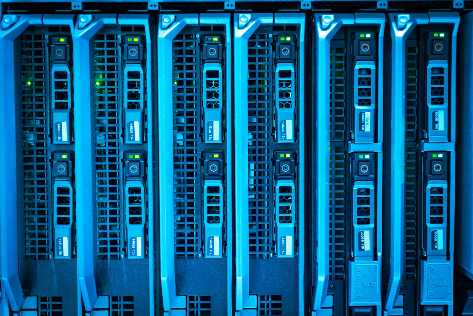 Data centre server racks running eCommerce backend services